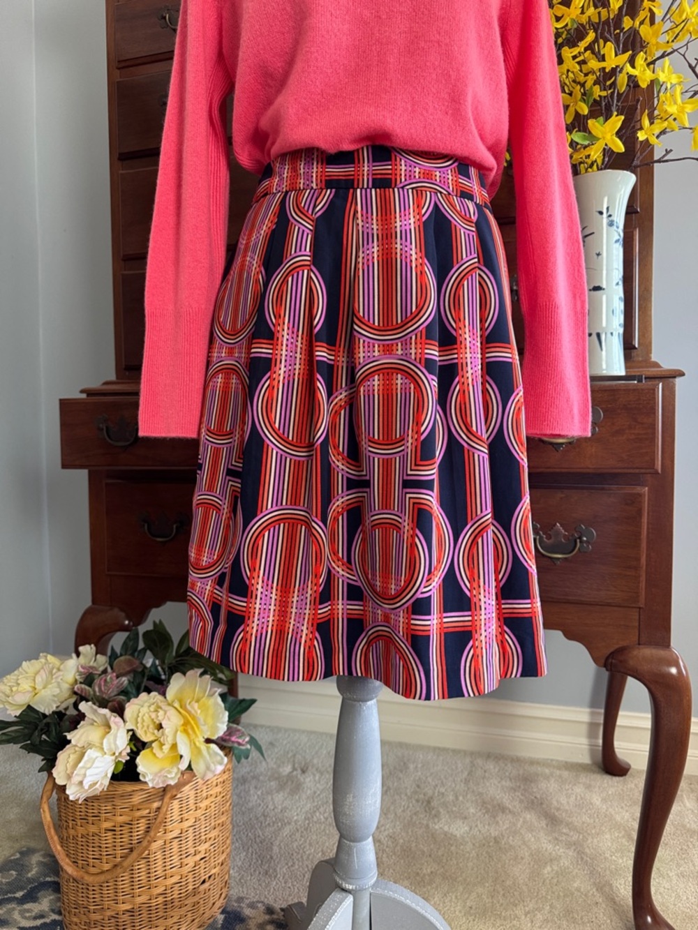 Banana Republic Retro Print Skirt Size 10 - Picture 2 of 9